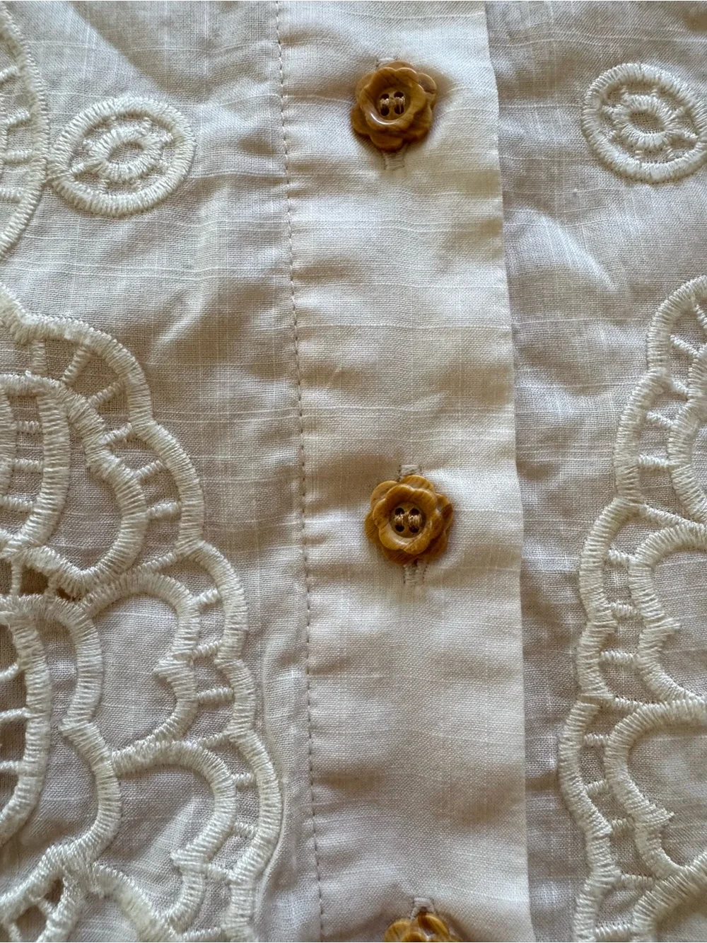 Zimmermann Cream Embroidered Button-Down Shirt